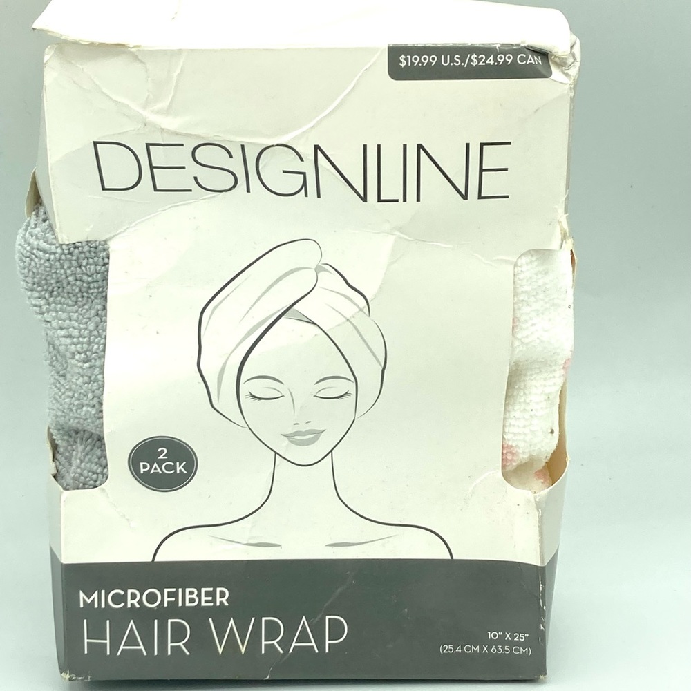 Designline Microfiber Hair turban Wrap Towel 2 Pack Gray & White Pink Polka Dot.